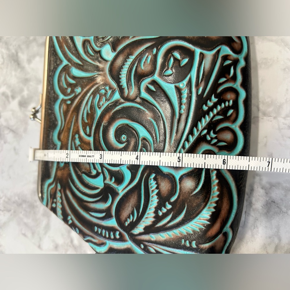 Patricia Nash Turquoise-Accented Leather Wristlet Clutch - Picture 6 of 8